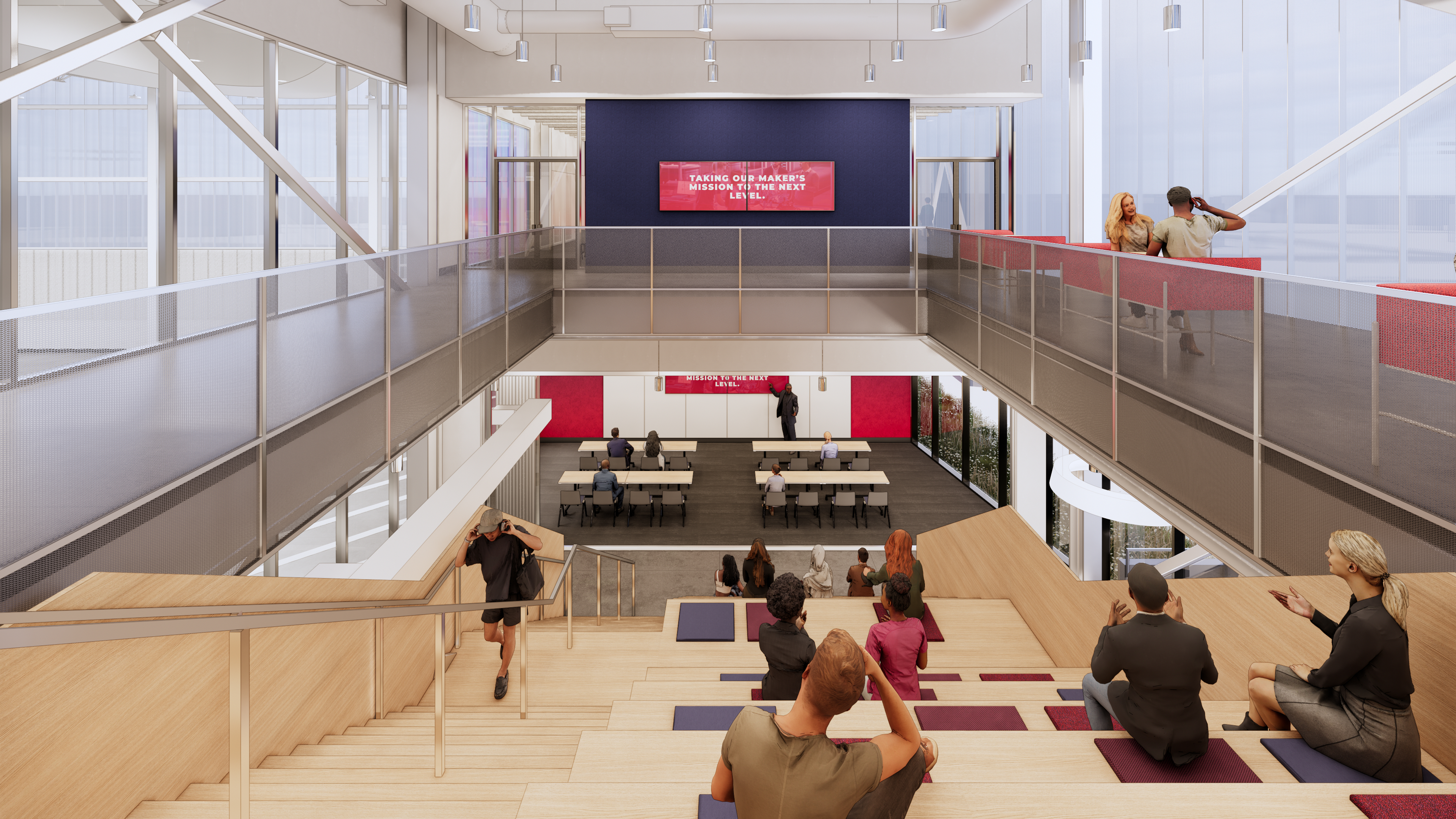 top of tiered seating